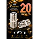 IRONSTAR 20 ADET F ara birleştirici / F dişi dişi adaptör / F konnektör ara ek aparatı / Uydu kablosu ek aparatı / kablo birleştirici / Anten kablosu ara birleştirici /konnektör-kornektör-jak-bağlantı aparatı