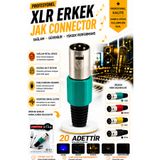 IRONSTAR 20 adet Profesyonel mikrofon jakı erkek / Erkek jak konnektör 3 pinli / Ses sistemi erkek konnektör / Sahne tipi ses bağlantı jakı / Mikrofon kablosu erkek soket / Amfi hoparlör bağlantı /canon-cannon