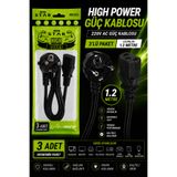 IRONSTAR 3 adet Bilgisayar Güç Kablosu 1.2 Metre / C13 Power Kablo 220V / Monitör Güç Kablosu / PC Kasa Power Kablosu / IEC C13 Güç Kablosu / Yazıcı Güç Kablosu / Power Kablo Bilgisayar Priz Kablosu