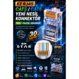 IRONSTAR 30 adet EZ RJ45 jak Cat6 / EZ RJ45 Jack Cat5e Cat6 / Delikli RJ45 Konnektör / RJ45 Pass Through Jack Cat6 / 8P8C EZ RJ45 Konnektör / EZ RJ45 Fişi / kornektör-kablo ucu-bağlantı aparatı-inernet-modem