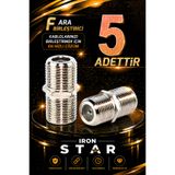 IRONSTAR 5 ADET F ara birleştirici / F dişi dişi adaptör / F konnektör ara ek aparatı / Uydu kablosu ek aparatı / kablo birleştirici / Anten kablosu ara birleştirici /konnektör-kornektör-jak-bağlantı aparatı