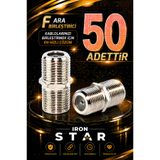 IRONSTAR 50 ADET F ara birleştirici / F dişi dişi adaptör / F konnektör ara ek aparatı / Uydu kablosu ek aparatı / kablo birleştirici / Anten kablosu ara birleştirici /konnektör-kornektör-jak-bağlantı aparatı
