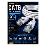 IRONSTAR CAT6 patch kablo 20 metre / 20 metre internet kablosu / RJ45 ethernet kablosu / CAT6 ağ kablosu 20m / Modem router kablosu / Bilgisayar internet kablosu CAT6 / LAN kablosu / Switch bağlantı kablosu