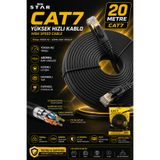 IRONSTAR CAT7 Ethernet Kablo 20 Metre / CAT7 İnternet Kablosu 20m / 20 Metre CAT7 Ağ Kablosu / CAT7 RJ45 Patch Kablo 20 Metre / Yüksek Hızlı CAT7 LAN Kablosu 20m / Modem Router İçin CAT7 Kablo 20 Metre / CAT