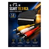 IRONSTAR SCART TOS / Scart to RCA kablo / Scart 3 RCA kablo / Scart erkek 3 RCA erkek kablo / Scart ses VE görüntü kablosu / Eski televizyon Scart kablosu / Uydu alıcı Scart kablo / SKART TOS KABLO