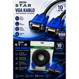 IRONSTAR VGA KABLO 10 METRE / VGA Monitör Kablosu / VGA Erkek Erkek Kablo / 15 Pin VGA Kablo / Bilgisayar Monitör VGA Kablosu / VGA Görüntü Aktarma Kablosu / Projeksiyon VGA Kablosu / VGA 10 METRE / 10M VGA