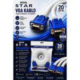 IRONSTAR VGA KABLO 20 METRE / VGA Monitör Kablosu / VGA Erkek Erkek Kablo / 15 Pin VGA Kablo / Bilgisayar Monitör VGA Kablosu / VGA Görüntü Aktarma Kablosu / Projeksiyon VGA Kablosu / VGA 20 METRE / 20M VGA