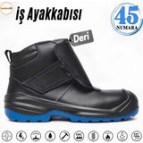Iş Ayakkabısı 45 Numara Deri Kompozit Burunlu Kaynakçı Inşaatçı Tekstil Güvenlik Ayakkabı Bot Cırtlı - 0 - Siyah