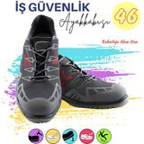 Iş Ayakkabısı Güvenlik 46 Numara Çelik Demir Burunlu Bağcıklı Inşaatçı Tekstil Üretim Ayakkabı - Gri