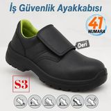İş Ayakkabısı S3 Cırtlı 41 Numara Deri Çelik Burunlu Kaymaz Tabanlı Güvenlik Kaynak Ayakkabıları