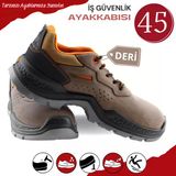İş Ayakkabısı Süet Delikli Deri 45 Numara Çelik Demir Burunlu İnşaatçı Tekstil Güvenlik Ayakkabı