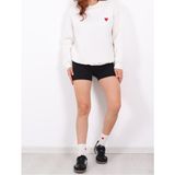 İs Berceste Kadın Bisiklet Yaka Kalp Nakışlı 3 Iplik Şardonlu Sweatshirt - Beyaz