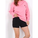 İs Berceste Kadın Bisiklet Yaka Kalp Nakışlı 3 Iplik Şardonlu Sweatshirt - Pembe