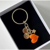 Is Desing İs Desing Murano Turuncu Kalp Harfli Anahtarlık