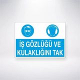 İş Gözlüğü ve Kulaklığını Tak Sticker 20X28 Cm