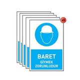 Iş Güvenliği 5 Adet Levhası Baret Giymek Zorunludur Uyarı - İşaret Levhası( Bant Hediye)