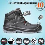 İş Güvenliği Ayakkabısı Hakiki Deri 40 Numara Kompozit Burunlu Bağcıklı İnşaatçı Ayakkabı Çizme
