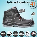 İş Güvenliği Ayakkabısı Hakiki Deri 41 Numara Kompozit Burunlu Bağcıklı İnşaatçı Ayakkabı Çizme