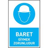 Iş Güvenliği Levhası Baret Giymek Zorunludur Uyarı - İşaret Levhası( Bant Hediye)