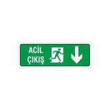 İş Güvenliği Uyarı Levhası (Acil Çıkış Aşağı) 12X34 Cm. (Fd 1234 005 Pvc İkaz Tabelası