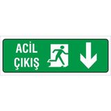 Iş Güvenliği Uyarı Levhası ( Acil Çıkış Aşağı ) 12X34 Cm. (FD-1234-005)
