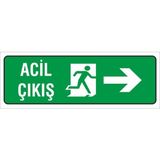 Iş Güvenliği Uyarı Levhası ( Acil Çıkış Sağ ) 12X34 Cm. (FD-1234-001)