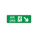 İş Güvenliği Uyarı Levhası (Acil Çıkış Sağ Alt) 12X34 Cm. (Fd-1234-004) İkaz Tabelası