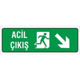 Iş Güvenliği Uyarı Levhası ( Acil Çıkış Sağ Alt ) 12X34 Cm. (FD-1234-004)