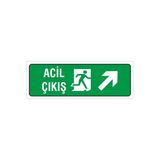 İş Güvenliği Uyarı Levhası (Acil Çıkış Sağ Üst) 12X34 Cm. (Fd 1234 003 Pvc Kolay Montaj