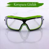 İş Güvenlik Gözlüğü Buğulanmaz Lazer Uv Koruyucu Toz Korumalı Gözlük Silikon Kulaklık Şeffaf