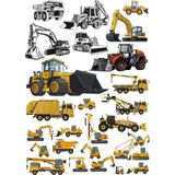 İş Makineleri Sticker Set-2 19 Parça Telefon, Tablet, Defter, Laptop Sticker