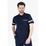 İş Tişörtü - Polo Yaka Reflektörlü Cepli T-shirt %100 Pamuk Lacivert