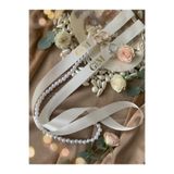 İsabella Accessories Dökülen İncili Söz Nişan Kurdelesi Beyaz Saten Kaliteli Geniş Kurdele Genişlik 2 CM 6 Farklı Renk Seçeneği