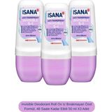 Isana Invisible Deodorant Roll On Iz Bırakmayan Özel Formül, 48 Saate Kadar Etkili 50 ml X3 Adet - 150 ml