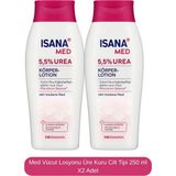 Isana Med Vücut Losyonu 5,5% Üre ile Kuru Ciltler için Hızlı Nemlendirme 500 ml X2 Adet