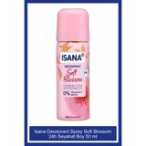 Isana Soft Blossom 24H Seyahat Boy Deodorant Sprey 50 ml Kadınlar İçin Hafif Çiçeksi Koku
