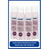 ISANA Sprey Deodorant Active Ekstra Dry 72h 4x150 ml