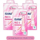 ISANA Tıraş Bıçağı Bayanlar İçin 6 Bıçaklı X3 Paket Hassas Cilt Dostu Özellikler Sunar