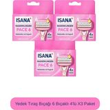 Isana Yedek Tıraş Bıçağı 6 Bıçaklı Paslanmaz Çelikle Profesyonel Tıraş Deneyimi 4'lü X3 Paket