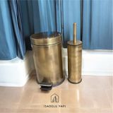 İsaoğlu Yapı Antik Gold Çöp Kovası Ve Fırça Seti Premium Banyo Ürünleri Gold