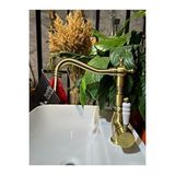 İsaoğlu Yapı Antik Gold Lavabo Bataryası Zen Design Kolay Abdest Yüksek Lavabo Musluğu Mat Antik Altın