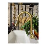 İSAOĞLU YAPI Antik Gold Luxury Spiralli Mutfak Bataryası Mat Altın Uzayan Başlıklı Evye Bataryası Gold Musluk