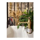 İSAOĞLU YAPI Antik Gold Vintage Banyo Lavabo Bataryası Mat Altın Lavabo Musluğu Altın Lavabo Bataryası