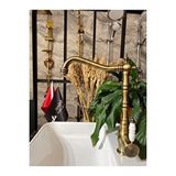 İSAOĞLU YAPI Antik Gold Zen Design Rustik Mufak Bataryası Mat Gold Rustik Batarya Pirinç Musluk Altın Evye Musluk