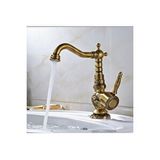 İsaoğlu Yapı Antik Lavabo Bataryası Rustik Lavabo Musluğu Mat Antik Gold Banyo Bataryası Vintage Tasarım Altın