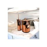 İsaoğlu Yapı Bakır Çöp Kovası Bakır Banyo Fırçası Komple Set Bronz Metal Paslanmaz Vintage Tasarım Altın