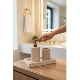 İSAOĞLU YAPI Banyo Sabunluk Diş Fırçalık Seti Traverten Doğal Ağır Mermer Eskitme Gold Renk Banyo Sabunluk Seti