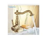 İsaoğlu Yapı Eskitme Lavabo Bataryası Antik Lavabo Musluğu İşlemeli Vintage Tasarım Banyo Musluğu Altın