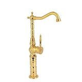 İSAOĞLU YAPI Gold Çanak Lavabo Bataryası Vintage Klasik Çanak Armatür Yüksek Model Altın Musluk