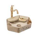 İSAOĞLU YAPI Gold Çanak Lavabo Seramik Banyo Lavabosu Altın 47X36 Armatür Hariçtir